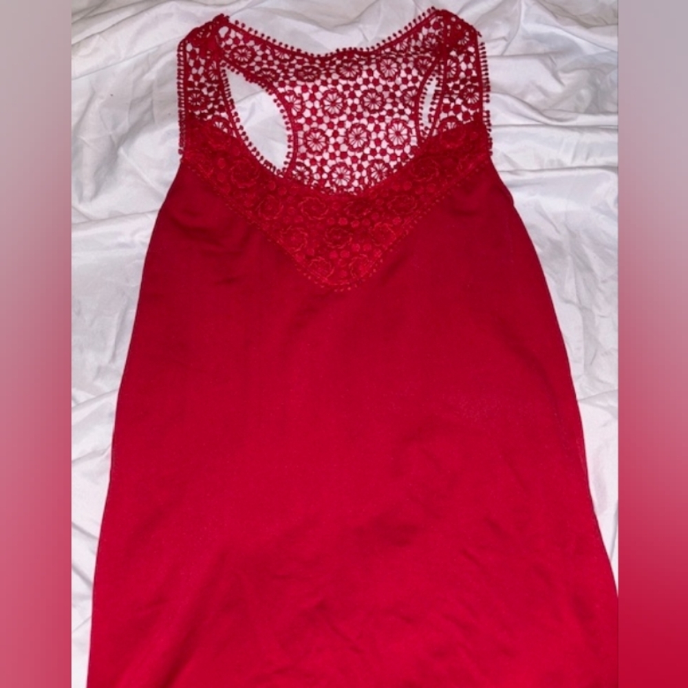 Minette Women's Red Lace Tank Top- One Size